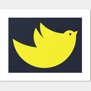 Green yellow bird drawing Posters and Art